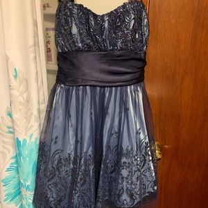 Navy blue, glittered homecoming/prom dress!